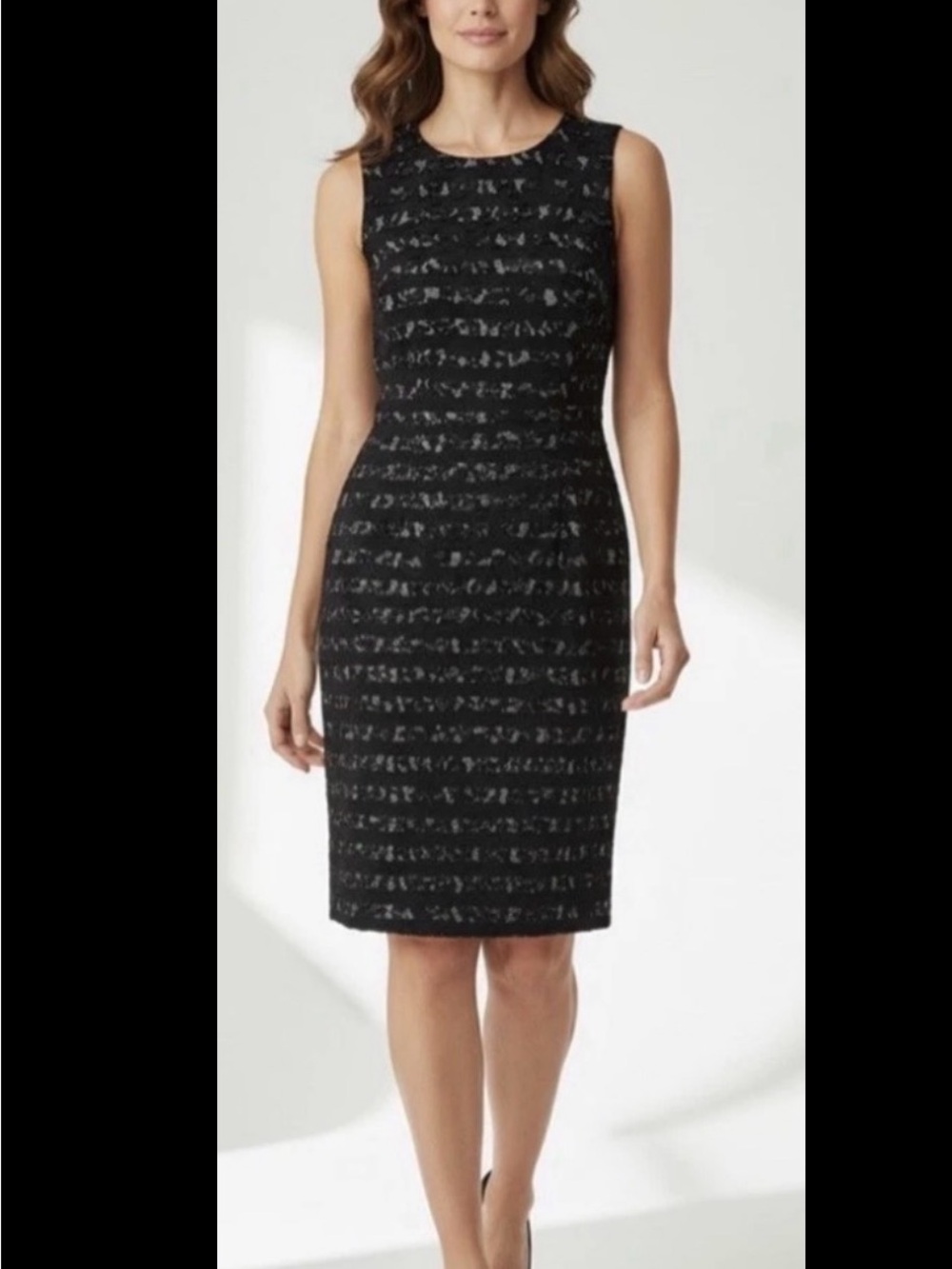 Cynthia Rowley Black Sleeveless Lace Midi Sheath Dress